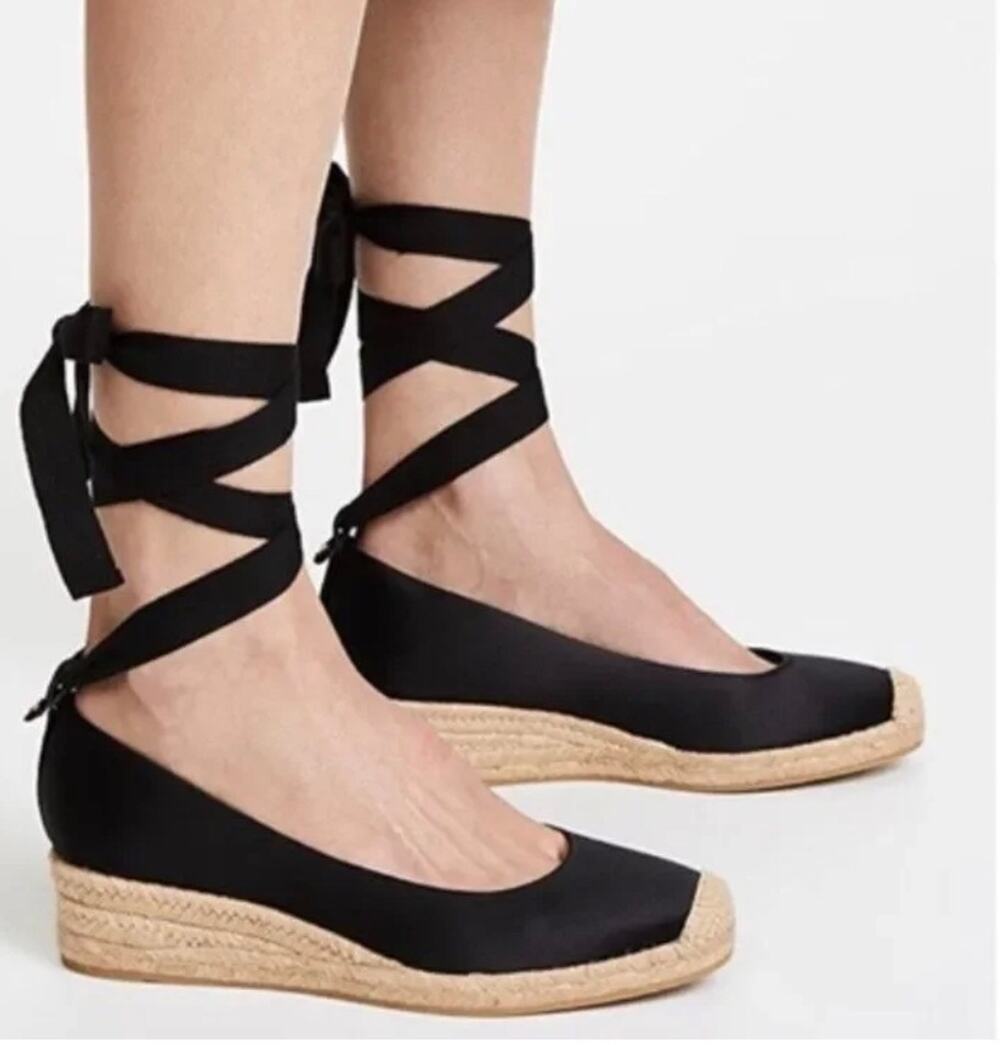Tory Burch Heather Satin Espradille Wedges 7.5